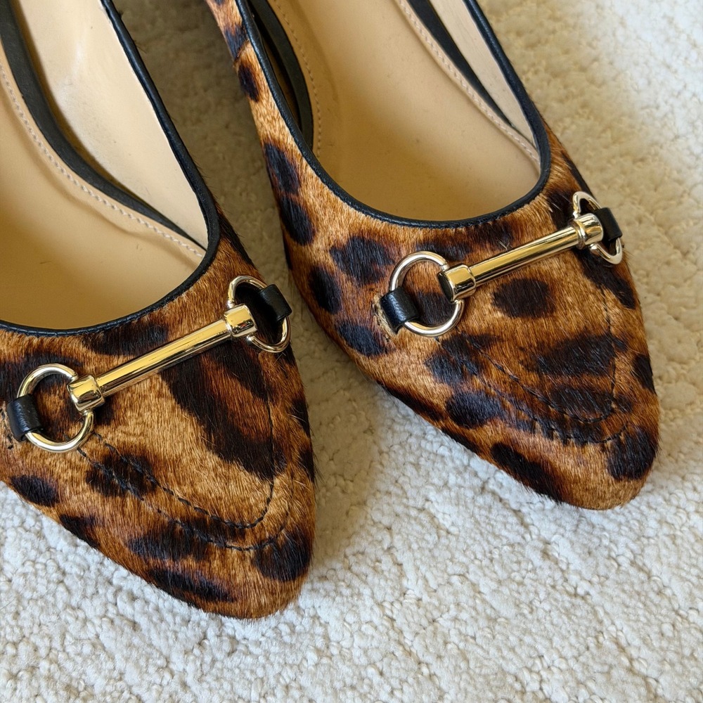 Talbots Leopard Print Pointed Toe Wedges with Gold Hardware - Picture 2 of 14